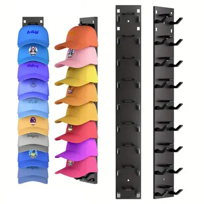 Self-Adhesive Wall-Mounted Baseball Cap Organizer, Multi-Layer Cap Display Shelf