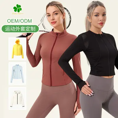 瑜伽外套 拉链连帽速干健身上衣 瑜伽服源头工厂 - 1