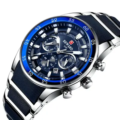 REWARD81011 Men's Multifunction Sport Watch with Calendar and Steel Strap