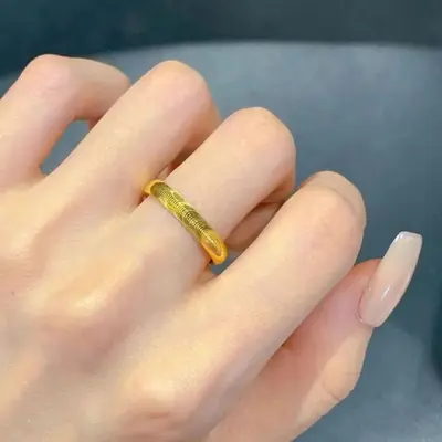 Cat eye ring flat ring grooved ring fashion lightweight luxury simple solid closed gold double ring titanium steel ring
