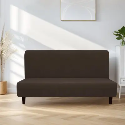 Cross-border new waterproof milk silk sleeveless sofa cover elastic solid color foldable daybed cover sofa slipcover - 9