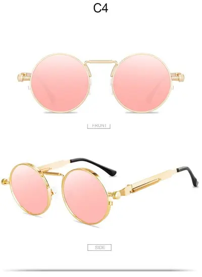 Retro Round Sunglasses, UV Protection, Spring Hinge - 10
