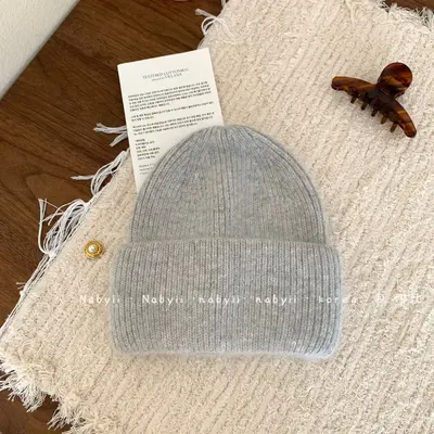 Angora Rabbit Fur Wool Knit Hat, Soft Multicolor Blogger Style - 12