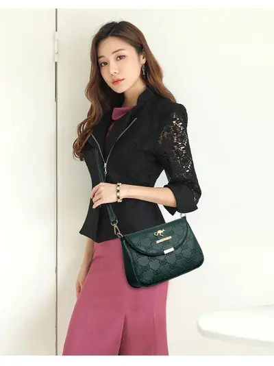 Women's Mom Bag in Textured Faux Leather for Everyday Use - 3
