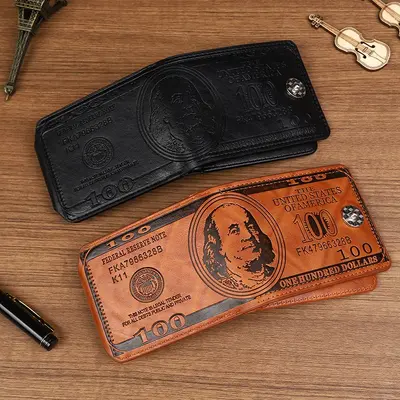 Men's Wallet, Ultra-Light PU Leather, Multifunctional, Dollar Pattern - 3