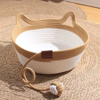 跨境藤编猫窝四季通用猫咪窝垫子狗窝夏季宠物用品猫抓板猫窝一体 - 10