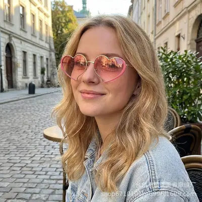 Damen-Sonnenbrille in Herzform, Metall, modisch - 2