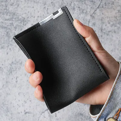 Men's Short Wallet with Metal Edge and Multiple Card Slots - 5