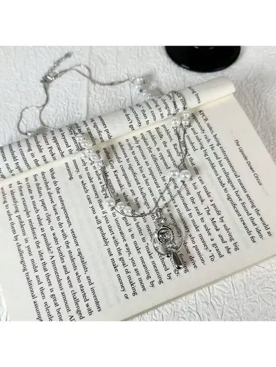 Pearl necklace with detachable chain, stackable design, high quality - 7