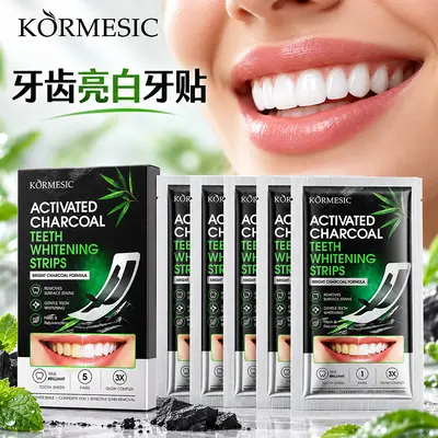 跨境热款竹炭美白牙贴牙齿清洁牙贴去牙渍洁牙贴去牙垢洁白牙贴