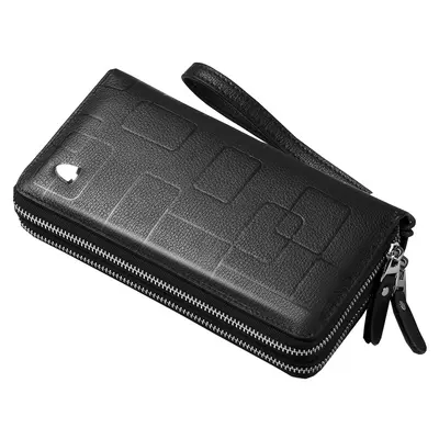 Men's Genuine Leather Long Zip Wallet with Cowhide Clutch Design - 5