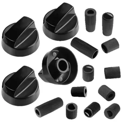 Universal Plastic Control Knobs, 4 Pack with 12 Adapters - 6