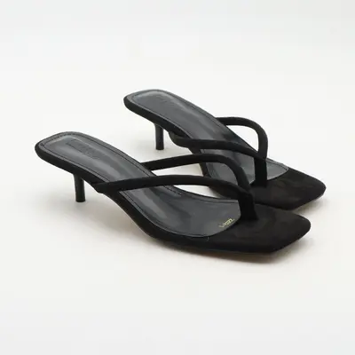 Women's Black Thin High-Heel Flip-Flops, Summer
