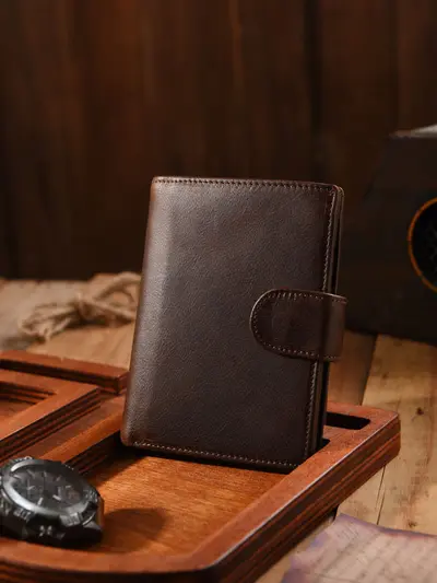 Vintage RFID-Blocking Cowhide Men's Short Wallet - 8
