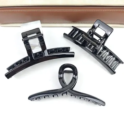 Große PC-Material Haarspange Schwarz Krallenklemme Große handgearbeitete DIY Haarnadel Schlicht vielseitig Hinterkopf Haarknoten Haarspange Hai - 2