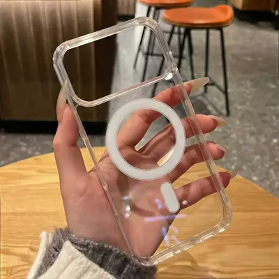 适用iPhone17Promax亚克力透明磁吸手机壳苹果16大孔15防摔保护套