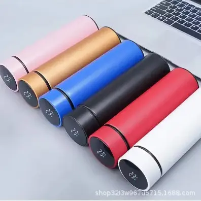 Çift Katmanlı Paslanmaz Çelik Termos Bardak, Sıcaklık Göstergeli, Logo Baskılı