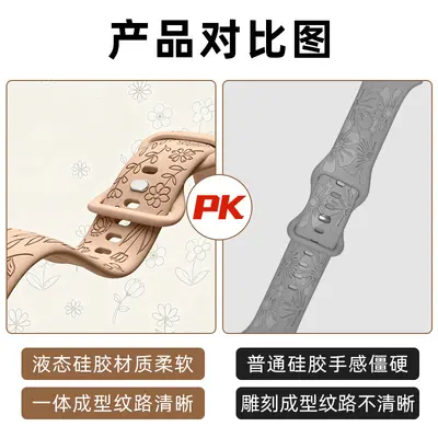 Apple iWatch 11 uyumlu silikon kordon, düz renk oymalı - 5