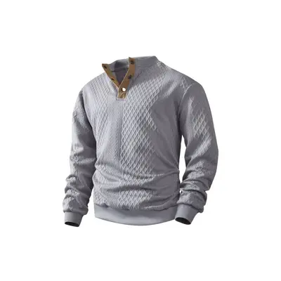 Men's Long Sleeve Sweatshirt, Half Stand Collar, Color Block, Loose Fit