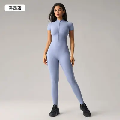 Yoga Bodysuit DLT001, Tight Fit, Buttock Lift, Half-Zip - 9
