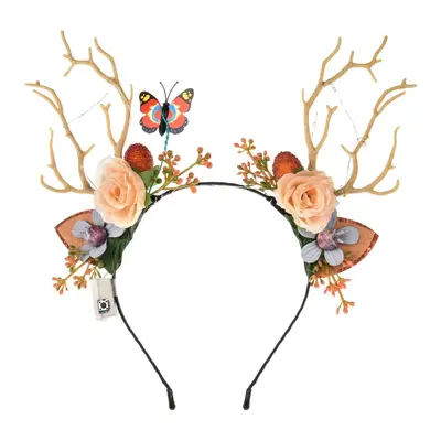 New Shiny Deer Antler Headband Flash Headband Flower Fairy Horn Headband Christmas Party Night Market Wholesale