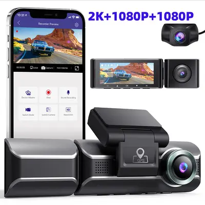 AZDOME araç kamerası üç lens 4K 1080P 1440P GPS