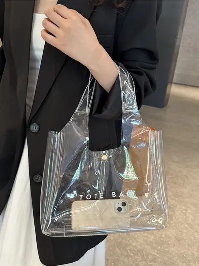 Transparent PVC Women's Shoulder Bag, Elegant Modern Design