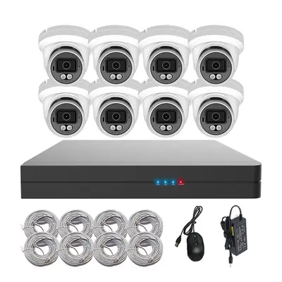 4K POE surveillance camera with 8-channel NVR, bullet and dome