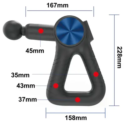 Massagepistole mit Hitze-/Kältefunktion, 16 mm Hub, 35 kg Schubkraft