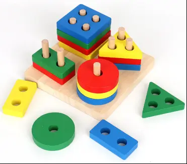 Çocuk Montessori öğretim yardımcıları ahşap geometrik şekil balıkçılık seti sütun bilişsel yapı taşları eşleşen aile interaktif eğitici oyuncaklar - 6