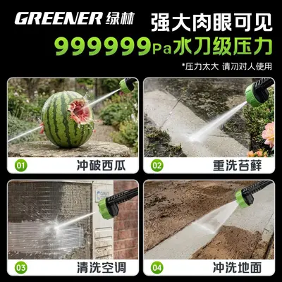 绿林洗车高压水枪家用清洗机无线大功率水泵家用洗地神器强力增压 - 4