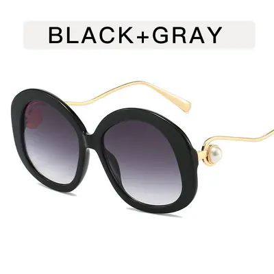 Round Frame Gradient Sunglasses, Pearl-Embellished Women's Party Sunglasses - 6