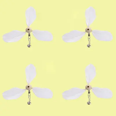 Cat Teaser Wand with Rotating Bamboo Dragonfly, Bell Feather Replacement Heads - 8