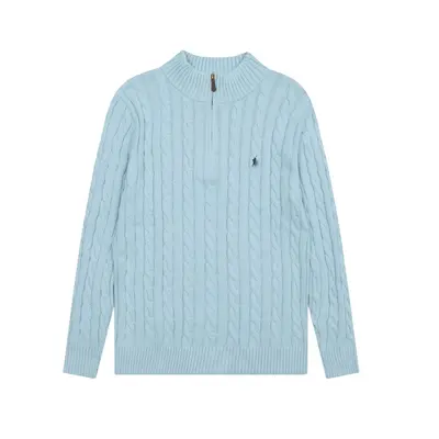 Polo Logolu Yarım Balıkçı Yaka Fermuarlı Örgü Kazak Unisex Uzun Kollu Çift Kombini - 10