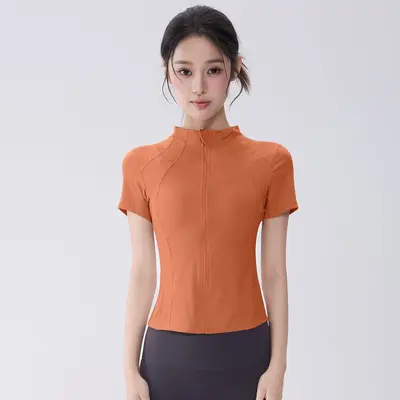 Half-Turtleneck Full-Zip Breathable Yoga Top - 10