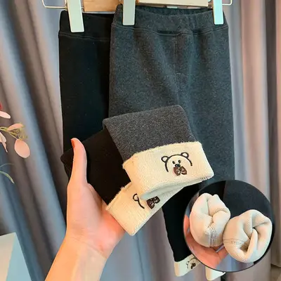 Kız Çocuk Polar Astarlı Tayt Kalın Uzun Pantolon, Elastik Kumaş