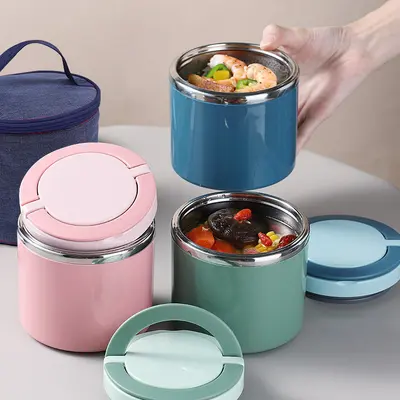 Large Insulated Stainless Steel Lunch Box with Handle and Lid - 2