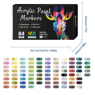 Doppelkopf-Acrylmarker, 72-Farben-Set für Kinder - 12