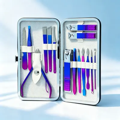 Nail scissors set, stainless steel, gradient colors