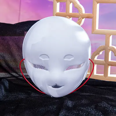Knitted Gauze Matte White Cat Face Mask, Hand-Painted Cosplay Mask - 11
