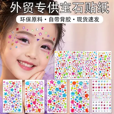 Heart Gemstone Stickers for Kids, Handmade DIY Performance Decoration, Sparkling Crystal S