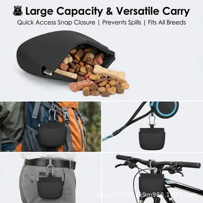 Portable Pet Treat Bag for Dogs and Cats, Travel Food Storage Pouch