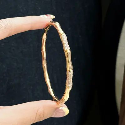 Bambu düğüm bilezik, taşlı, minimalist tasarım, kadın için - 4