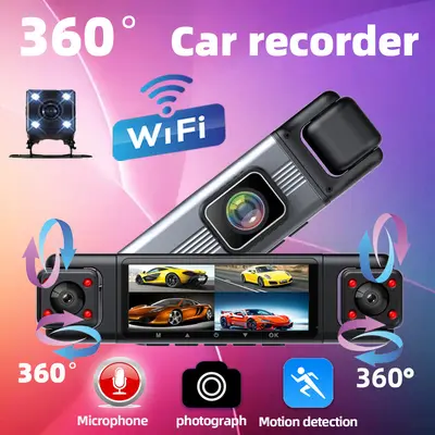 4-Lens 360-Degree WiFi Dash Cam Infrared Night Vision Full HD 1080P Reverse Camera Car DVR