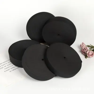 Schwarz-weißes gestricktes Elastikband, 1cm bis 20cm breit - 5