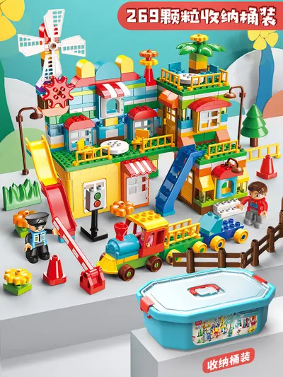Large Particle Building Blocks, Amusement Park Castle and Ferris Wheel Scene - 13