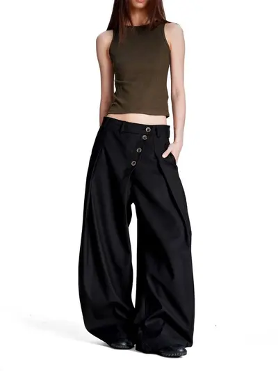 Men's and Women's Summer Drape Retro Button Casual Trousers