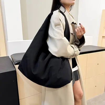 Underarm Bag, Nylon Fabric, Large Capacity, Retro Women's Handbag - 12