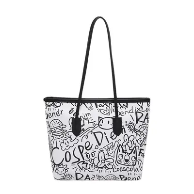 Damen-Schultertasche mit Graffiti-Design, große Kapazität - 10