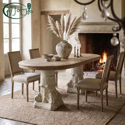 American Country Style Embossed Dining Table for Living Room and Hotel - 2